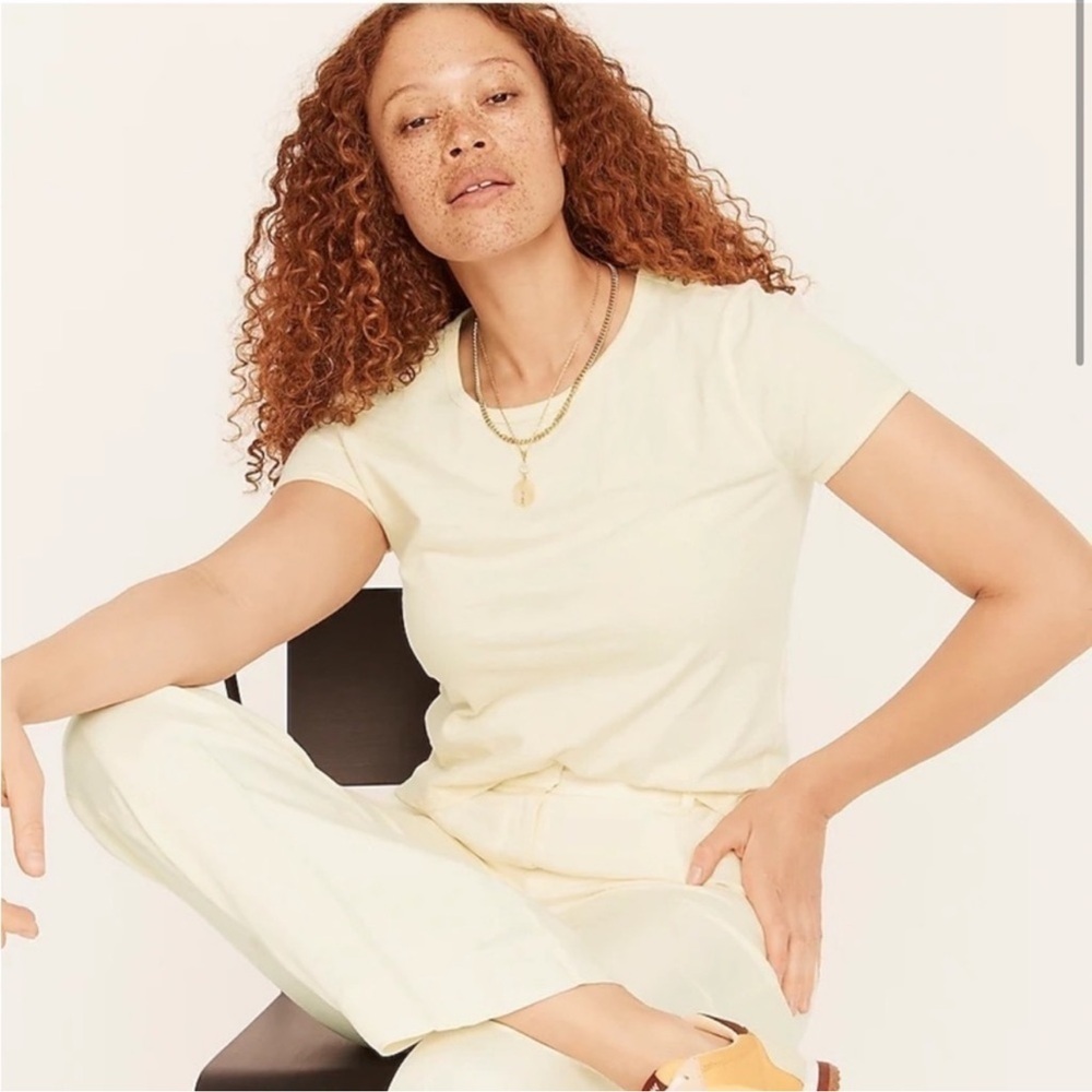 J.Crew-90s cropped organic slub cotton T-shirt in Corn Silk